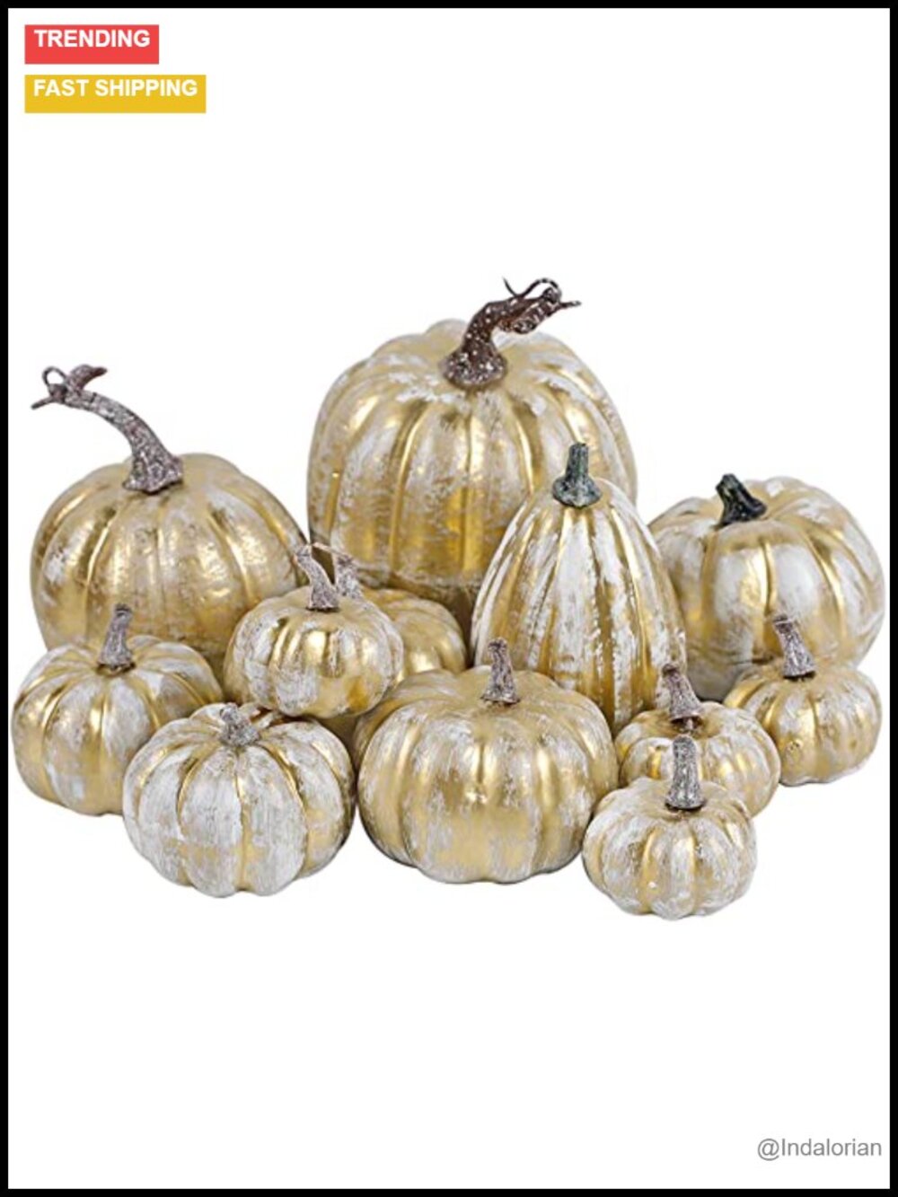 12 Pcs Golden Artificial Pumpkins, Fall Thanksgiving Harvest Decorations